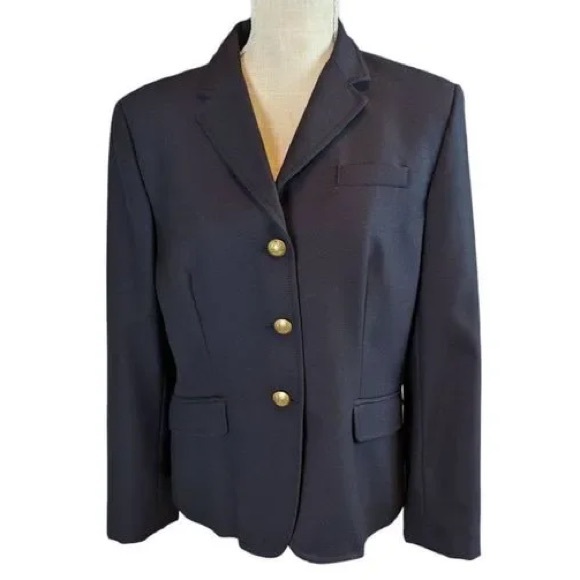 J.Crew Vintage 90’s Schoolboy Wool Blazer Classic Navy Blue Gold Hardware Size 8 - Picture 2 of 9